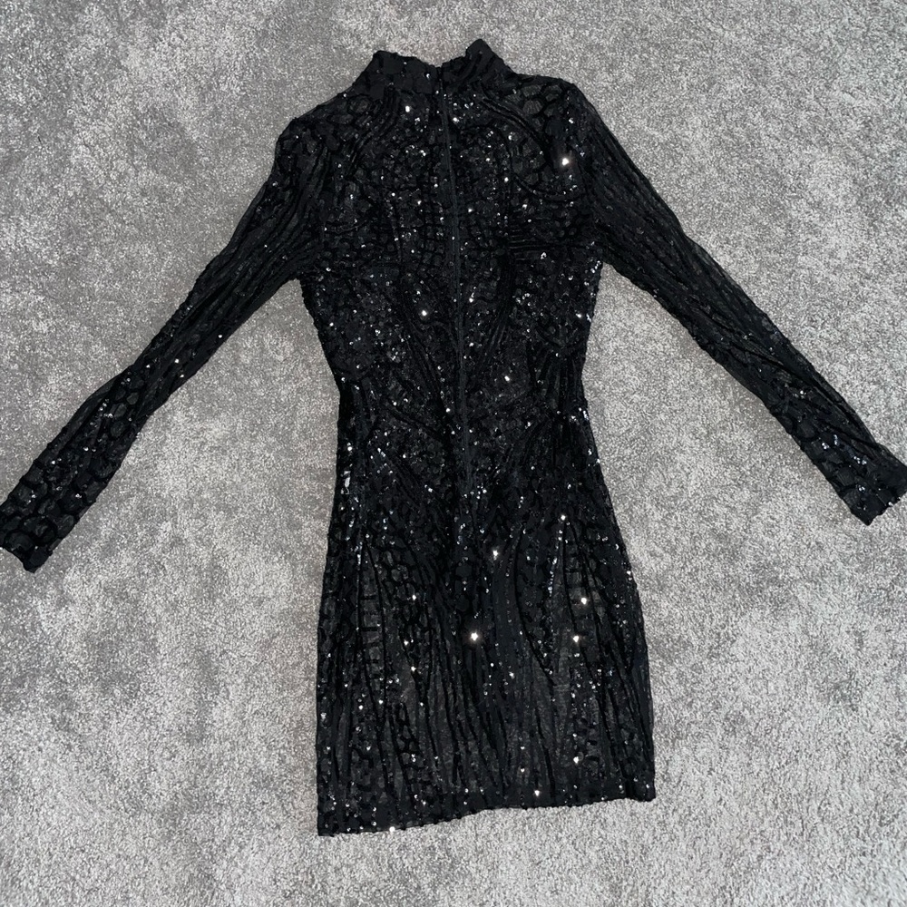 Black Sheer Sparkle Dress w/ attached undergarment